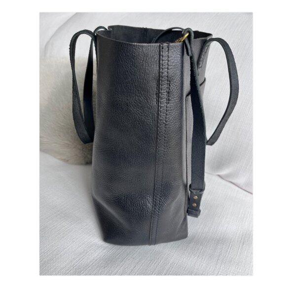 Madewell Medium Transport Tote Black Leather Open Top Shoulder Bag Classic - Picture 7 of 14